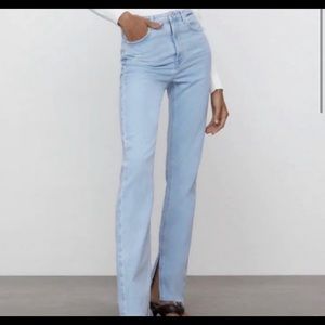 Zara High Rise Split Hem Jeans